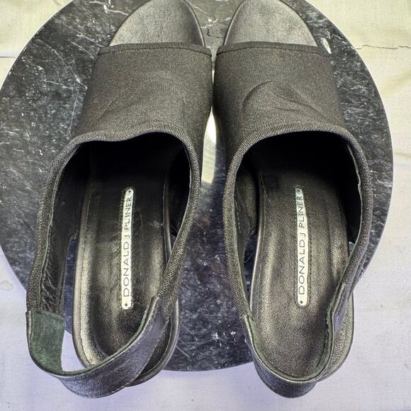 Donald J Pliner Anya Black Mesh Slingback Open Toe Heeled Sandals 8M US - Picture 6 of 8